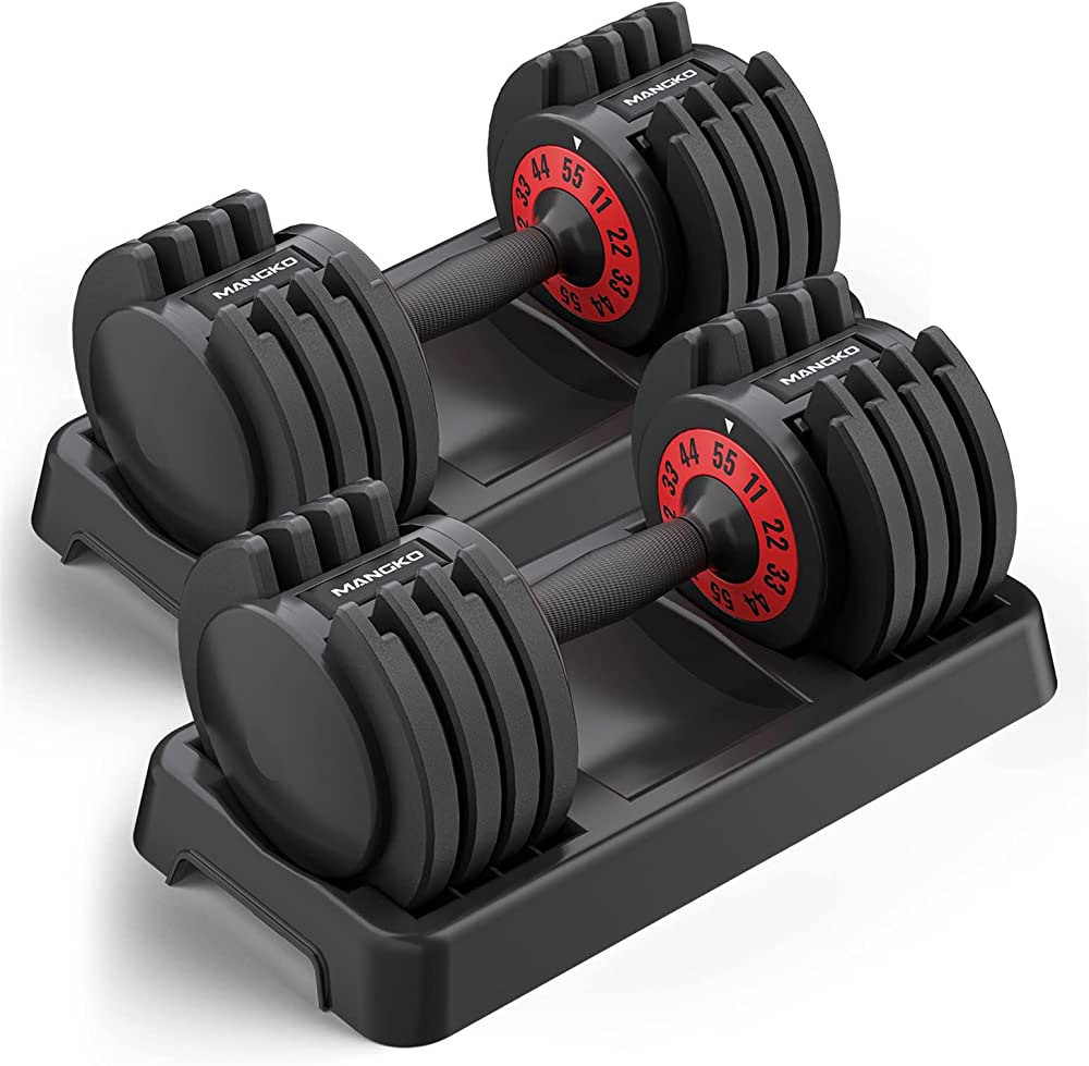 Adjustable Dumbbell Set 25/55LB Single Dumbbell Weights, 5 in 1 Free Weights Dumbbell with Anti-Slip | Amazon (US)