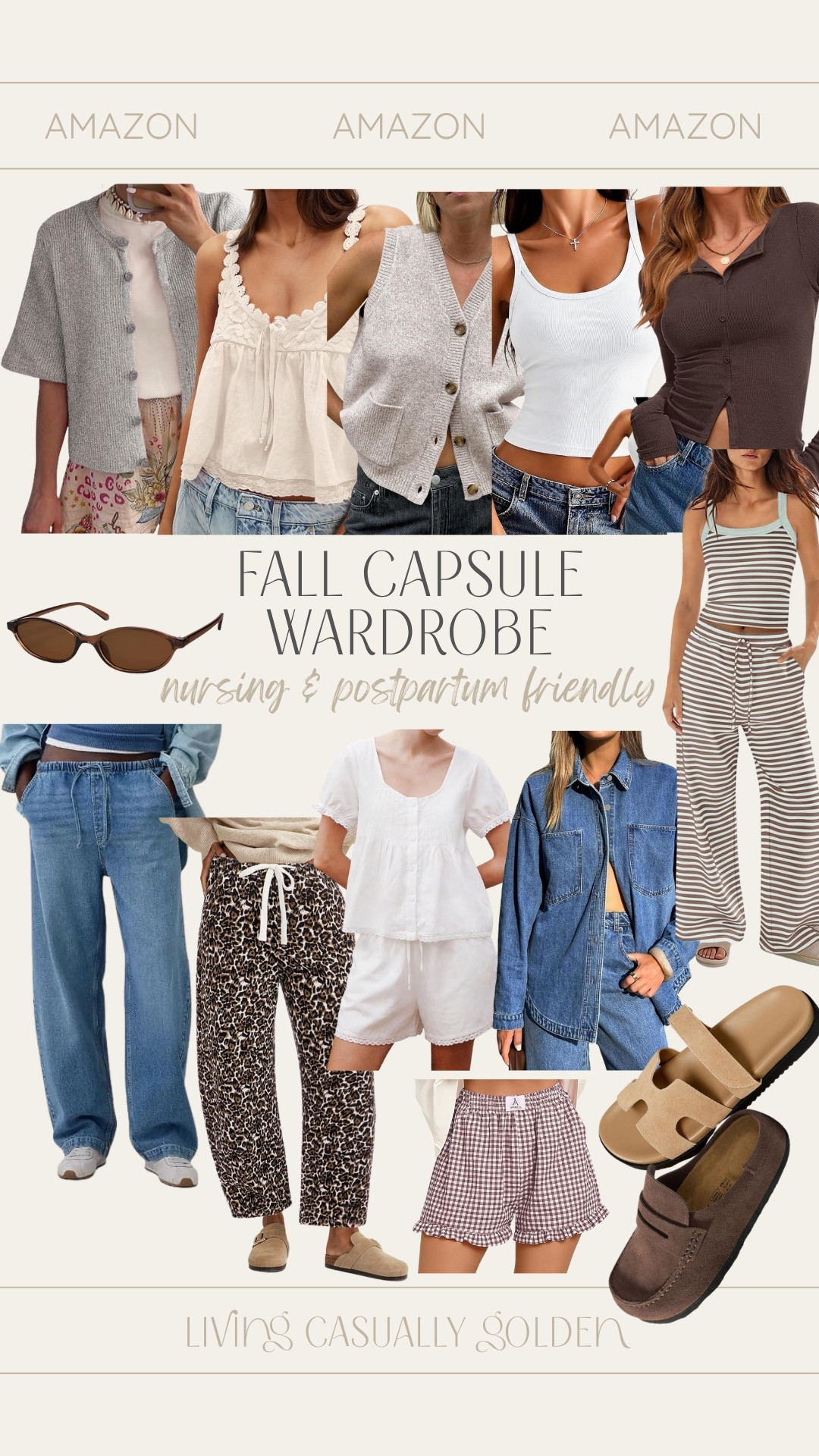 Fall capsule wardrobe! These pieces easily mix and match for a nursing + postpartum friendly capsule wardrobe! I wear size S in everything. 

 