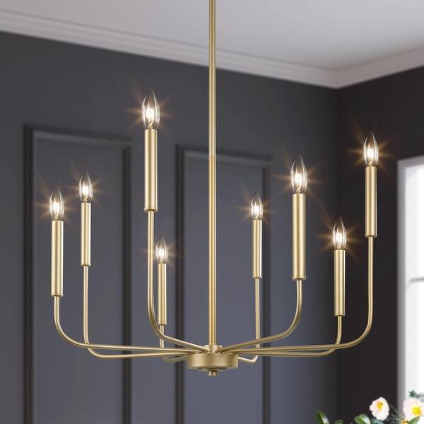Modern Glam Gold 8-Light Mid-Century Metal Chandelier for Dining Room - Light Gold | Bed Bath & Beyond