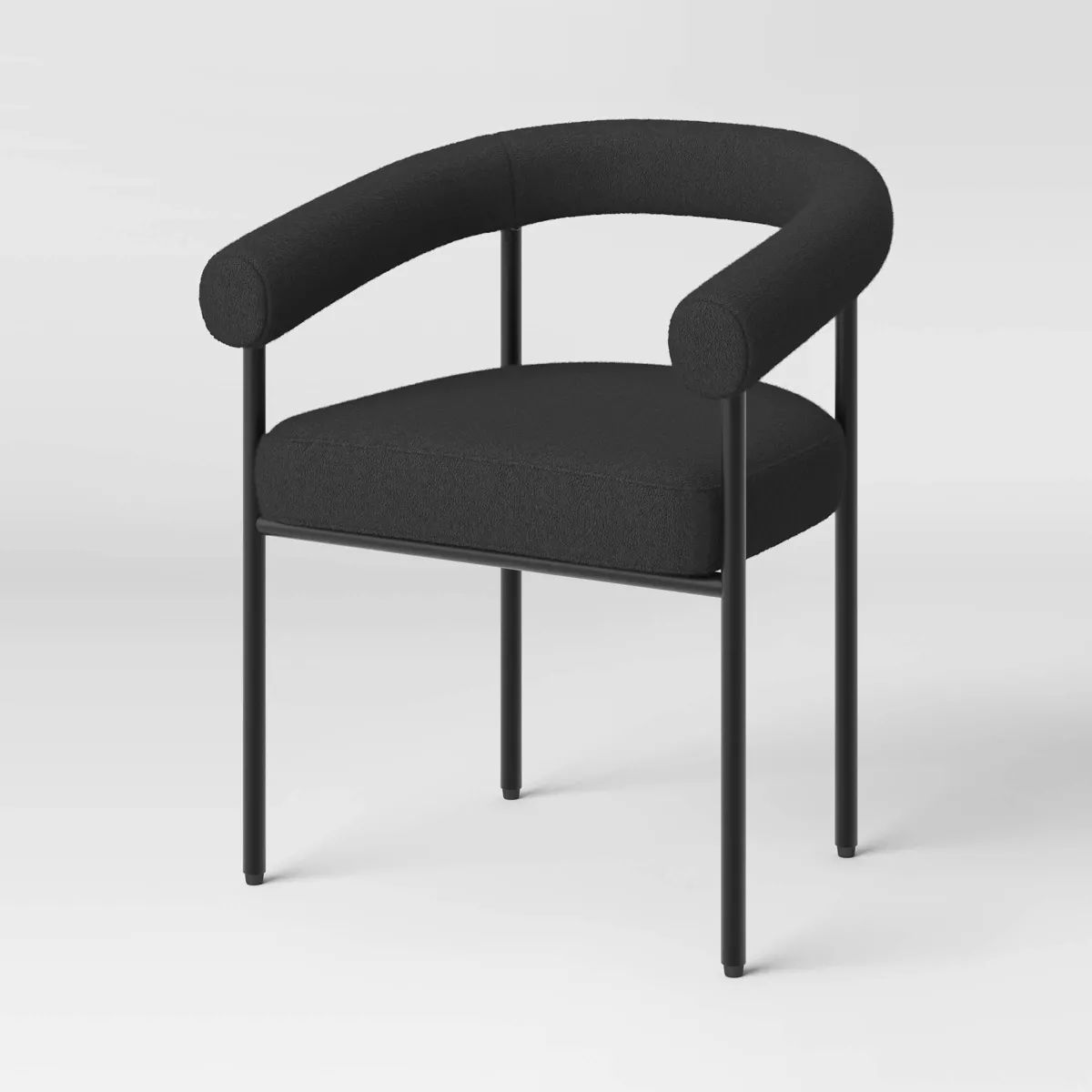 Barrel Upholstered Boucle Dining Chair Black - Threshold™ | Target