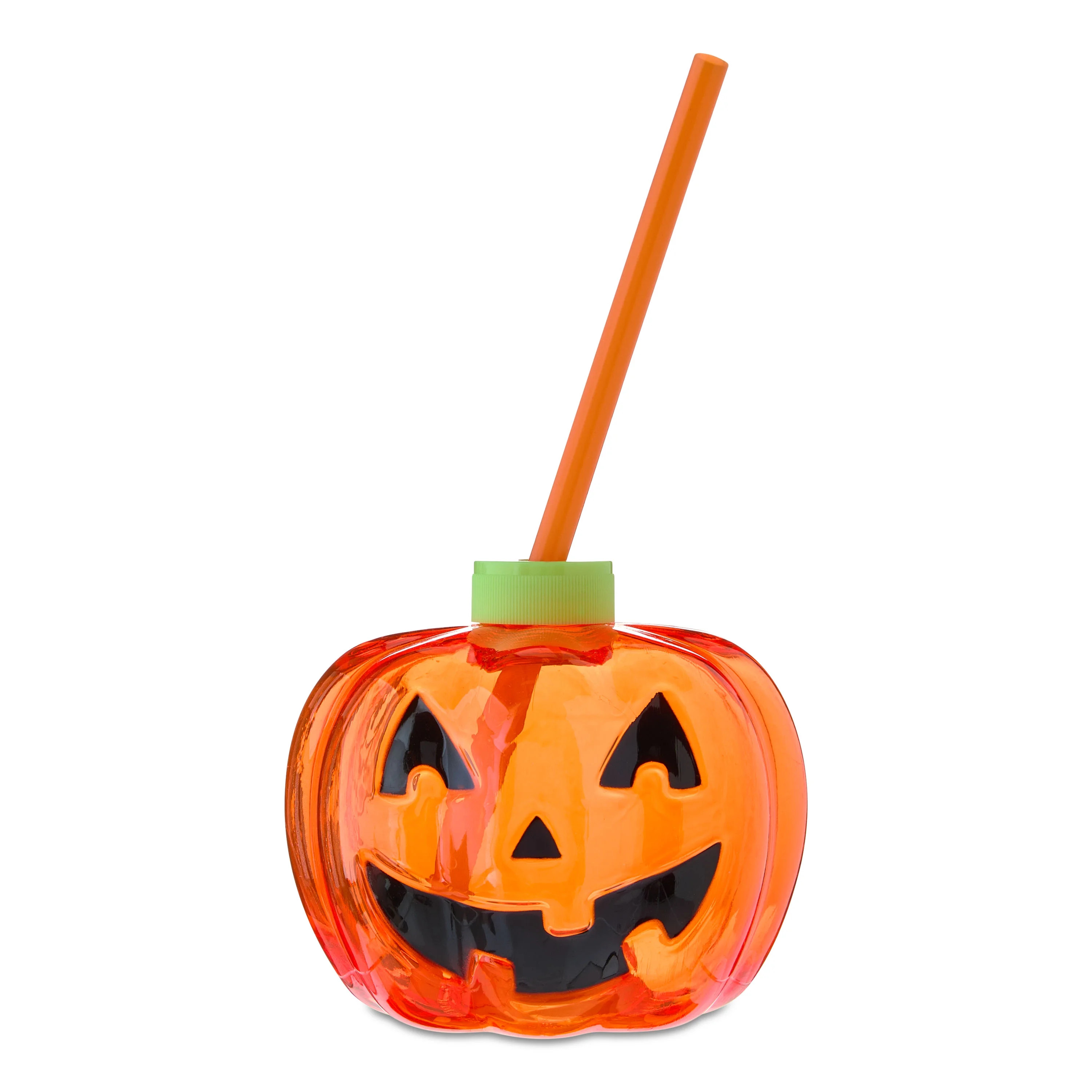 Halloween Light up Pumpkin Tumbler, Translucent Orange, Tumbler with Lid & Straw, Ages 3+,Party f... | Walmart (US)
