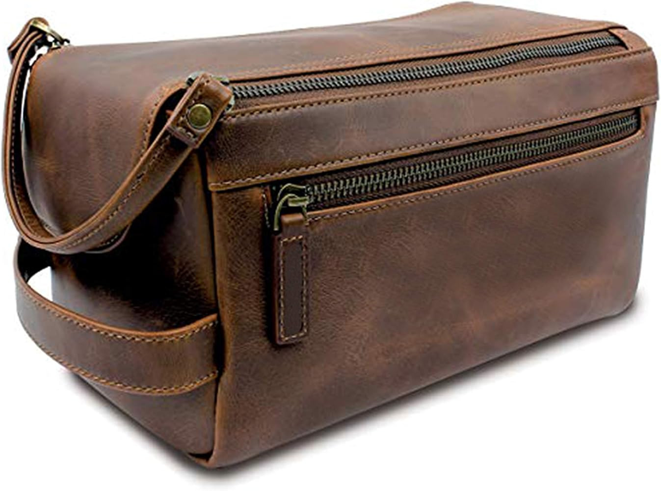 Genuine Buffalo Leather Unisex Toiletry Bag Travel Dopp Kit Made With High Class Buffalo Leather Wit | Amazon (US)