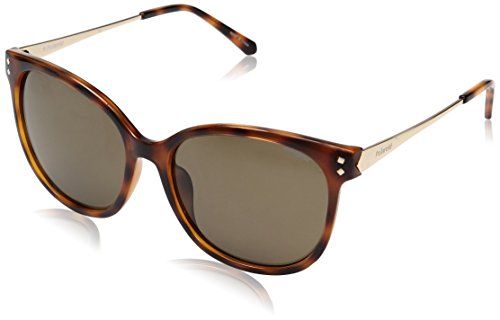 Polaroid Sunglasses Women's Pld4048s Oval, Havana/Brown Polarized, 56 mm | Amazon (US)