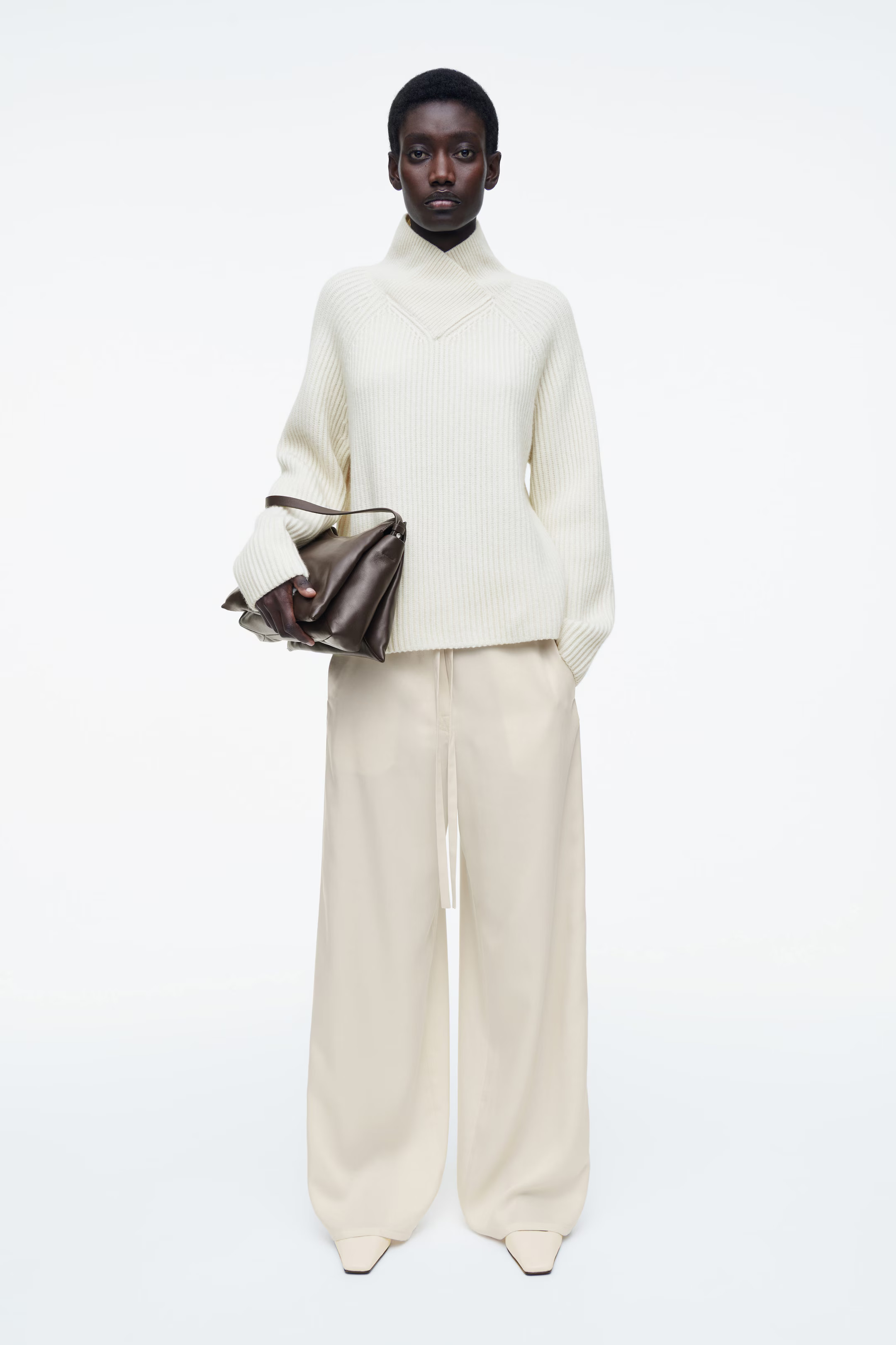 PANTALÓN ANCHO CON AJUSTE DE CORDÓN - MARFIL | COS | COS (EU)