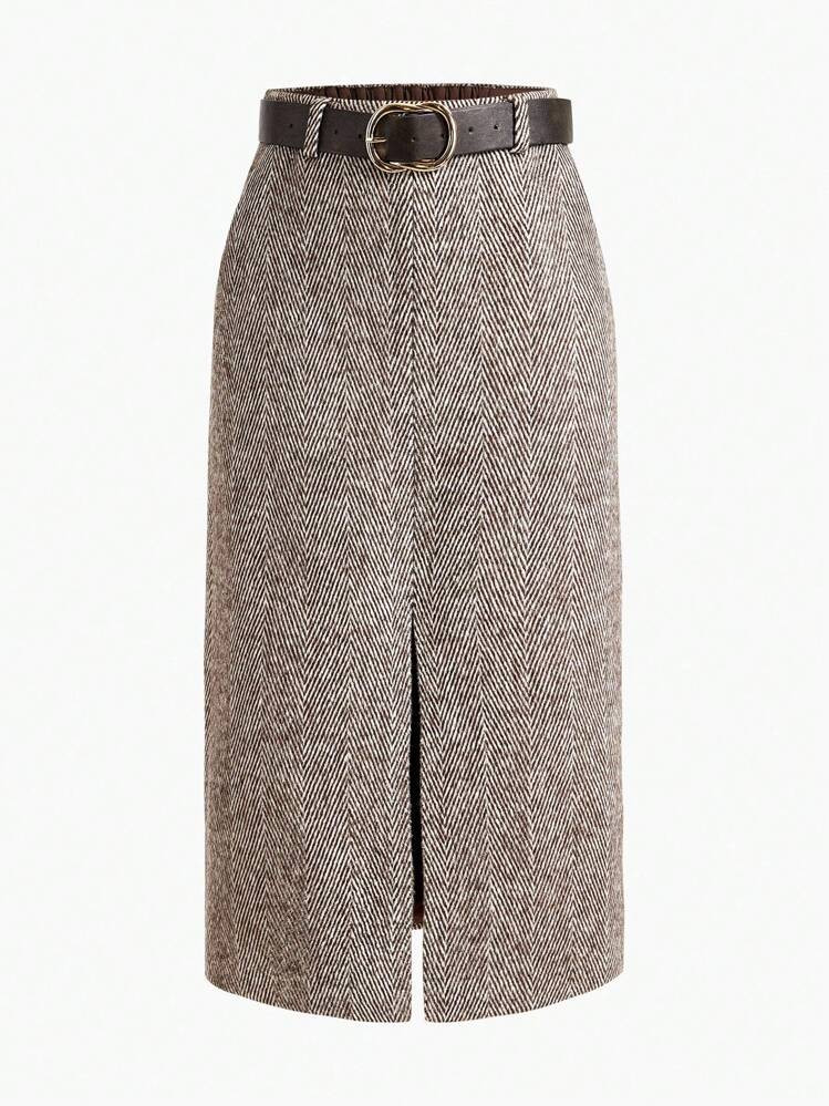 MOTF PREMIUM WOOL SPLIT SKIRT | SHEIN