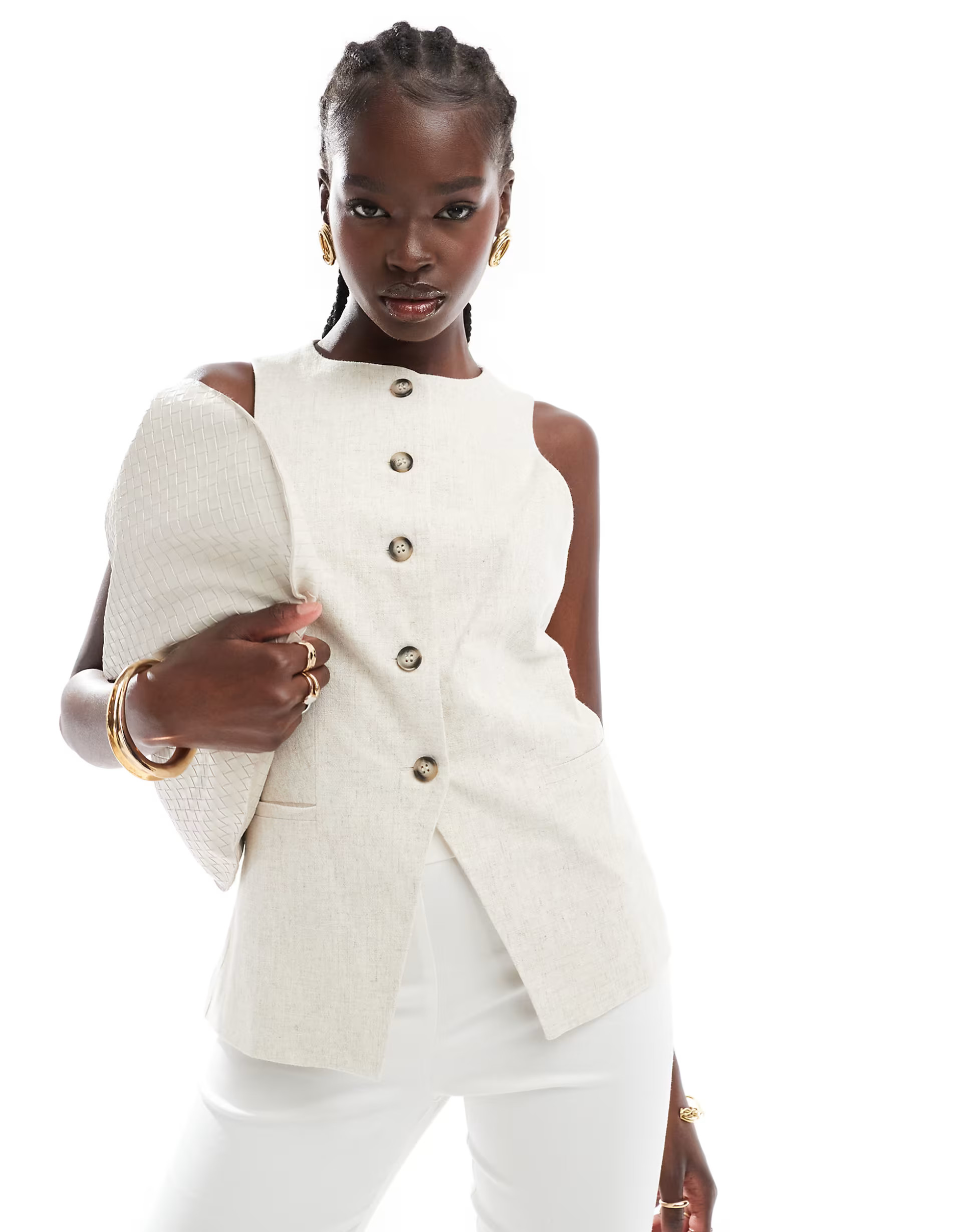 ASOS DESIGN high neck vest in neutral | ASOS | ASOS (Global)