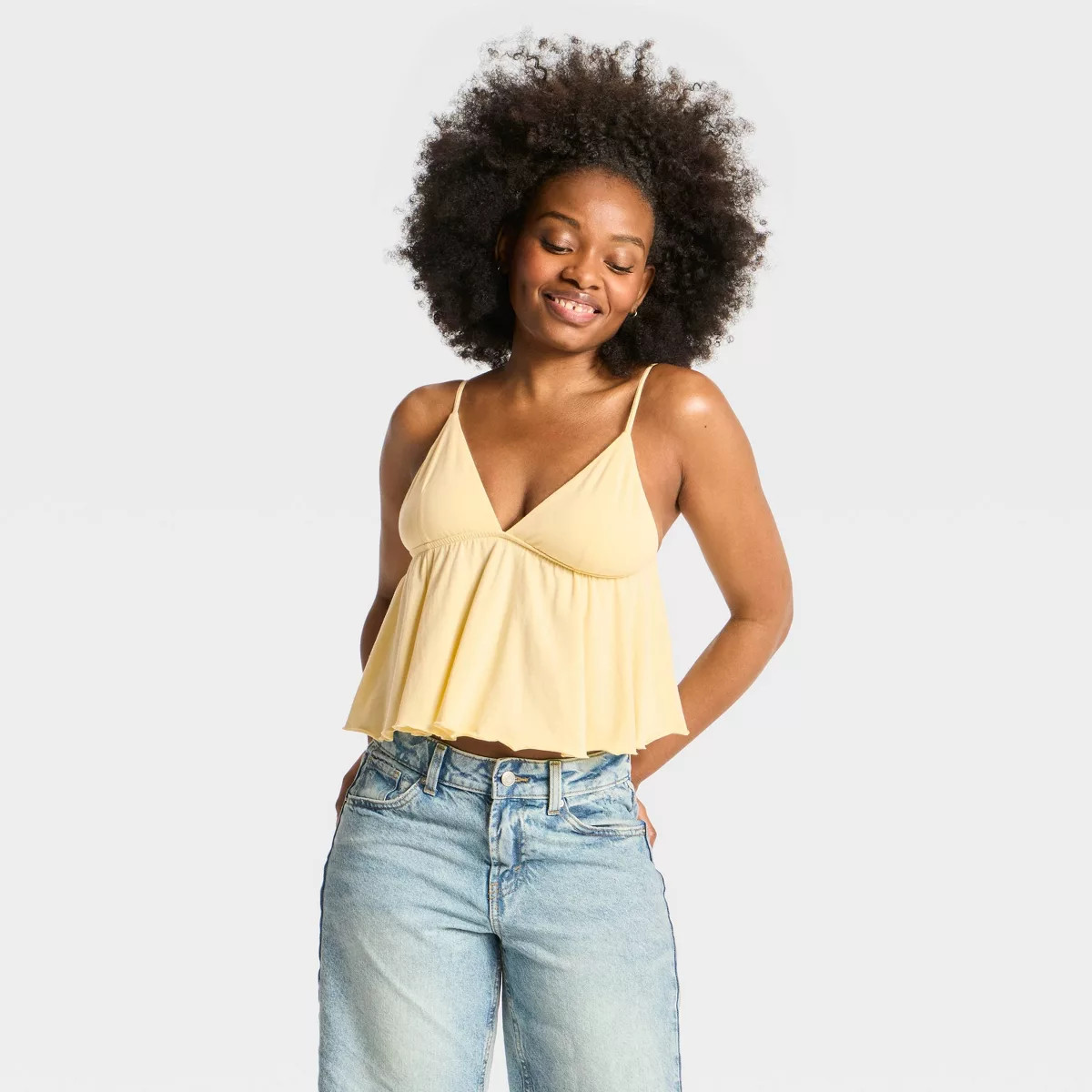 Women's Ruffle Babydoll Cami - Wild Fable™ White L | Target