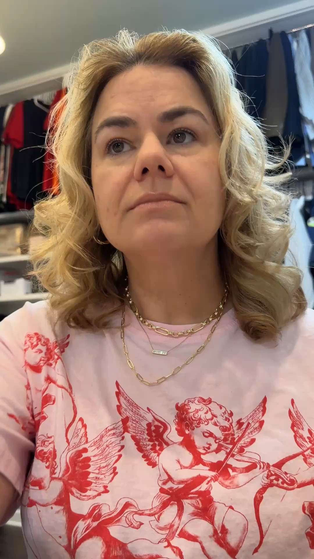 Give me all the cute Valentine’s Day T-shirts! This T-shirt was a cute find and affordable, but the star of the show is my necklace stack!

#LTKootd #LTKOver40 #LTKValentine