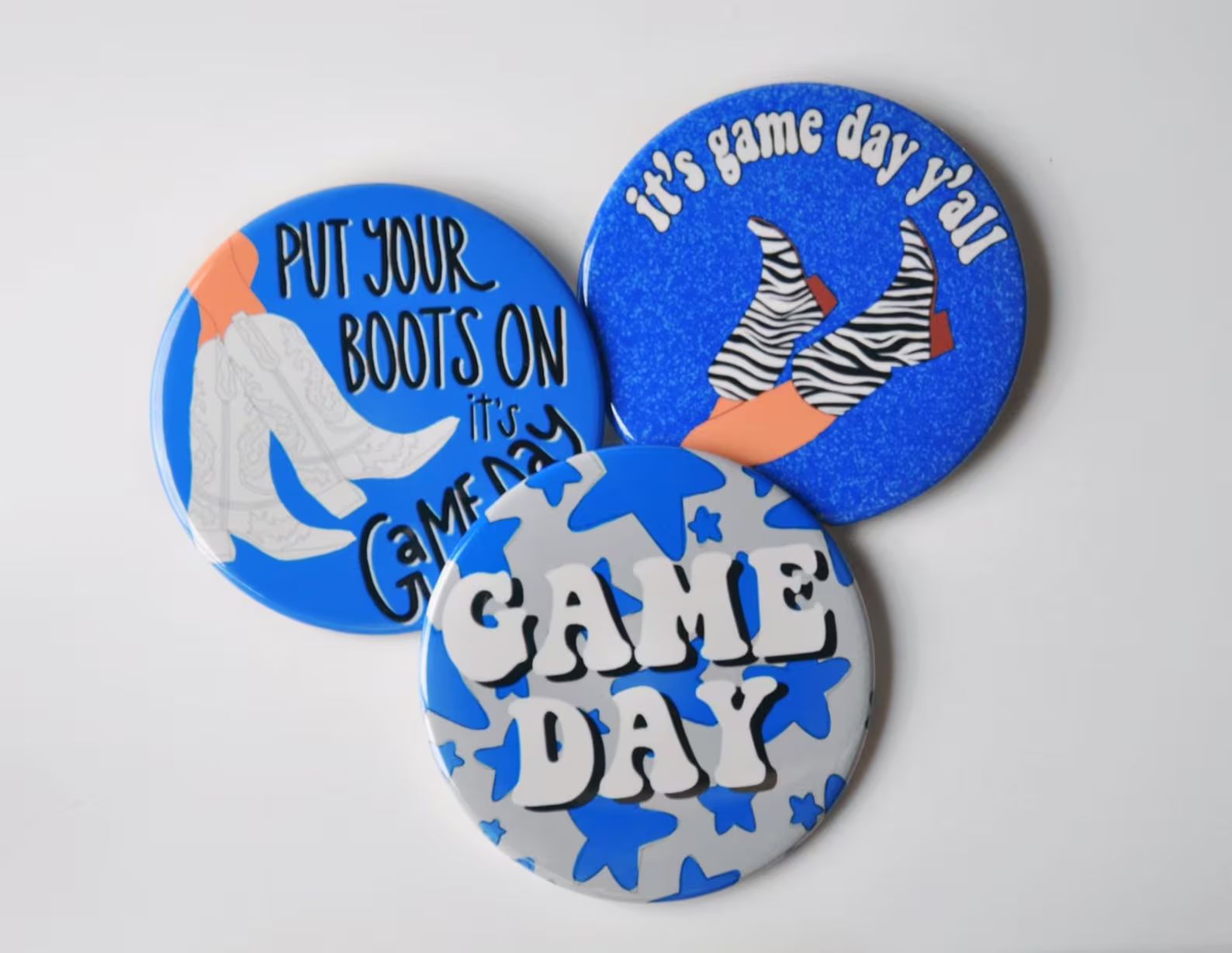 Blue Game Day Tailgate Buttons Game Day Pins College Football Tailgate Buttons Football Button Ga... | Etsy (US)