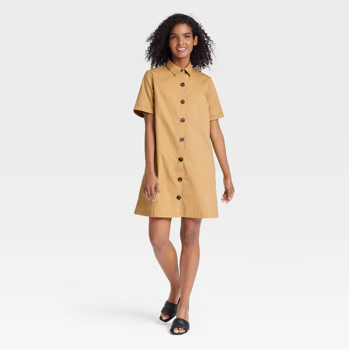 Women's Short Sleeve Button-Down Trapeze Dress - Who What Wear™ | Target