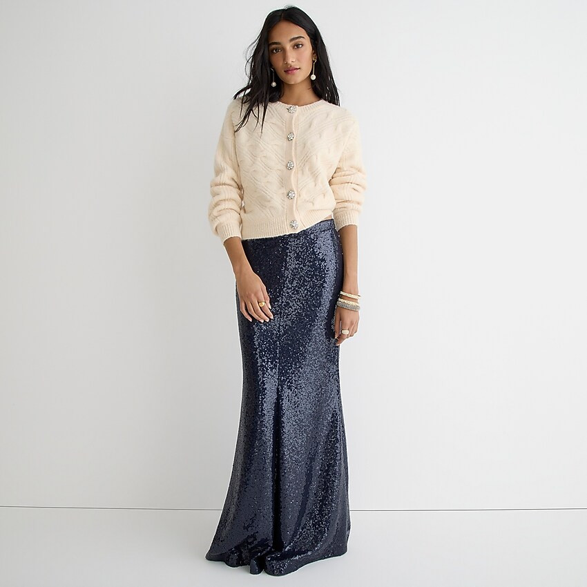 Cable-knit cardigan sweater with jewel buttons | J. Crew US