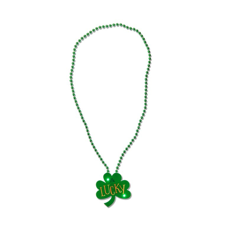 St. Patrick's Day Light-Up Green Lucky Shamrock Beaded Necklace, by Way To Celebrate! | Walmart (US)