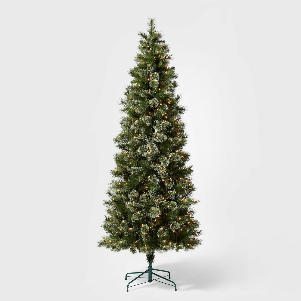 7.5' Pre-Lit Slim Virginia Pine Artificial Christmas Tree Clear Lights - Wondershop | Target