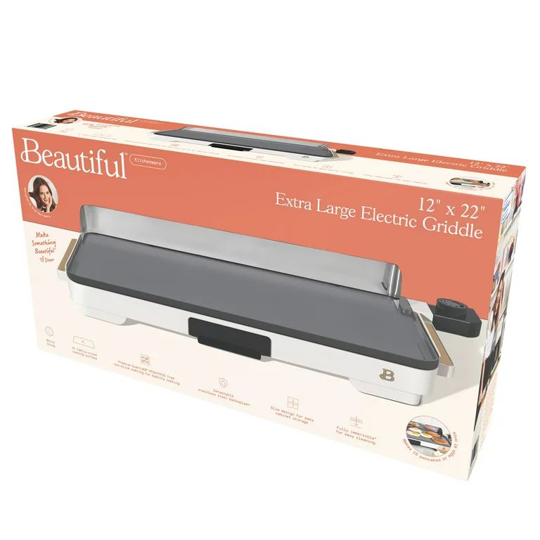 Beautiful XL Electric Griddle 12" x 22"- Non-Stick, White Icing by Drew Barrymore | Walmart (US)