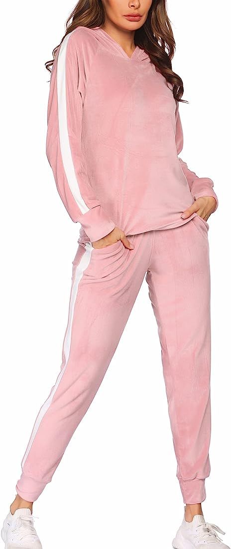Hotouch Tracksuit Sets Womens 2 Piece Sweatsuits Velour Pullover Hoodie & Sweatpants Jogging Suits O | Amazon (US)
