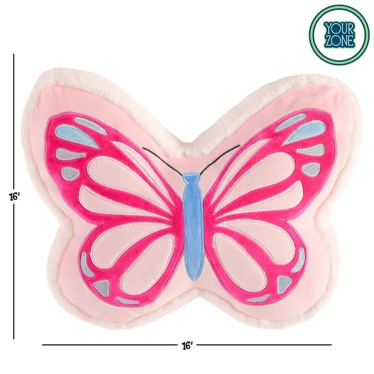 Your Zone Butterfly Decorative Pillow for Kids, Pink, Spot-clean, 11" H | Walmart (US)