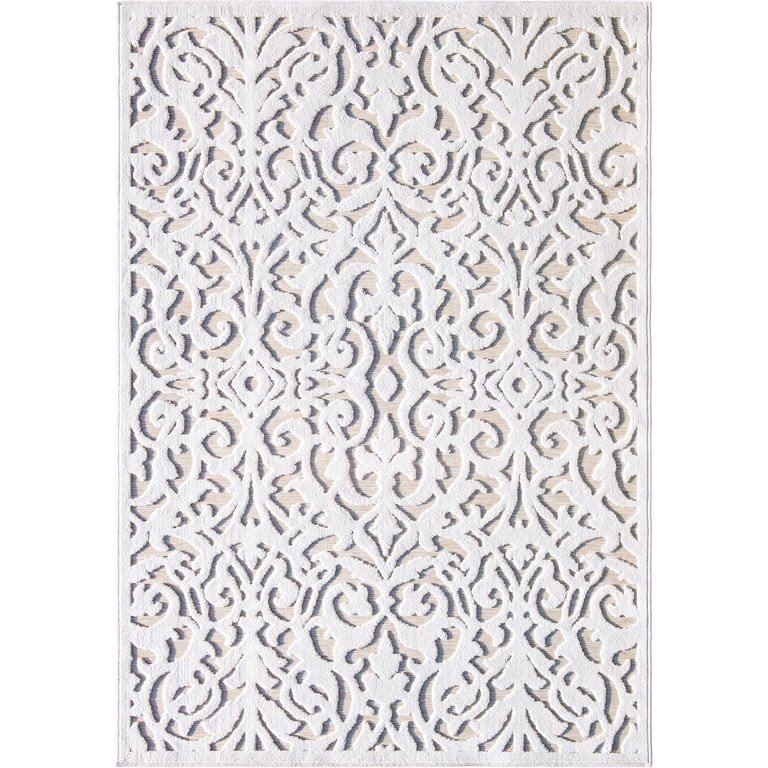 My Texas House Lady Bird, Modern Farmhouse, Damask, Indoor Outdoor Area Rug, Natural Driftwood, 7... | Walmart (US)