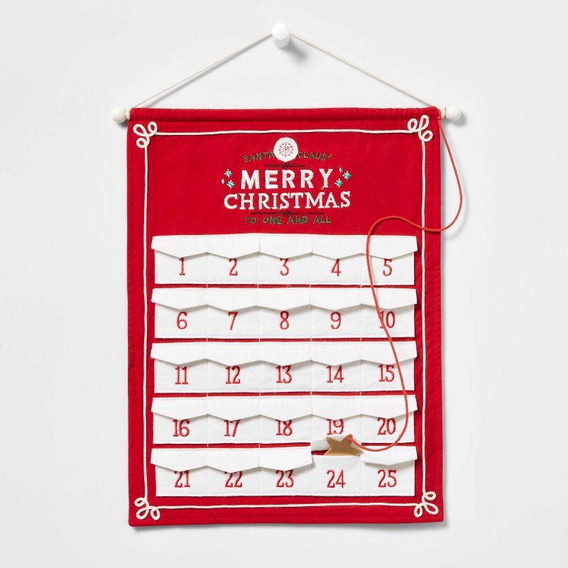 20" Fabric 'Merry Christmas' Hanging Advent Calendar Red/White - Wondershop™ | Target