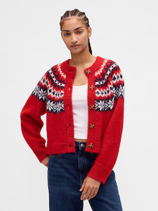 Fuzzy Fair Isle Cardigan Sweater | Gap (US)