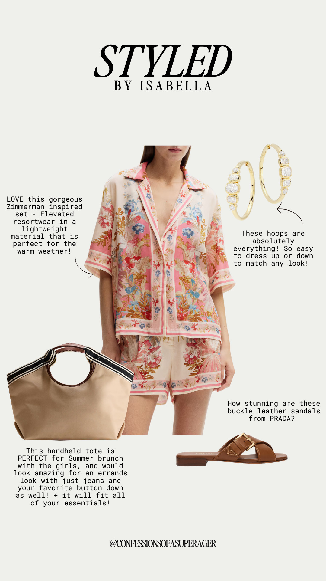 Vacation style meets effortless luxury 🌸 This Zimmermann-inspired floral matching set is the ultimate summer outfit for brunch, beach vacations, resort wear, and warm-weather getaways. Paired with chic leather sandals, timeless gold hoop earrings, and a versatile neutral tote, this elevated look is perfect for everyday elegance. Tap to shop all the details and save this outfit for your next vacation or summer event! ✨ #SummerStyle #ResortWear #VacationOutfit #MatchingSet #FloralFashion #ZimmermannInspired #LuxuryStyle #DesignerInspired #SummerFashion #BrunchOutfit #VacationLooks #NeutralStyle #SandalStyle #GoldJewelry #ToteBag #EffortlessStyle #LTKStyle #LTKFashion #LTKFinds #FashionOver40 #FashionOver50 #AgelessStyle #ConfessionsOfASuperAger

#LTKSeasonal #LTKOver40 #LTKSaleAlert