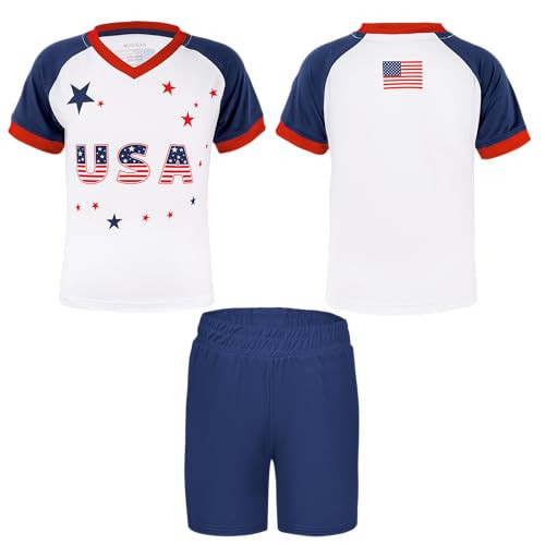 MUDJEAN USA Soccer Jersey for Kids US Soccer Shirt Youth America Jersey Girl USA Outfit Boys Games White 11-12 Years | Amazon (US)