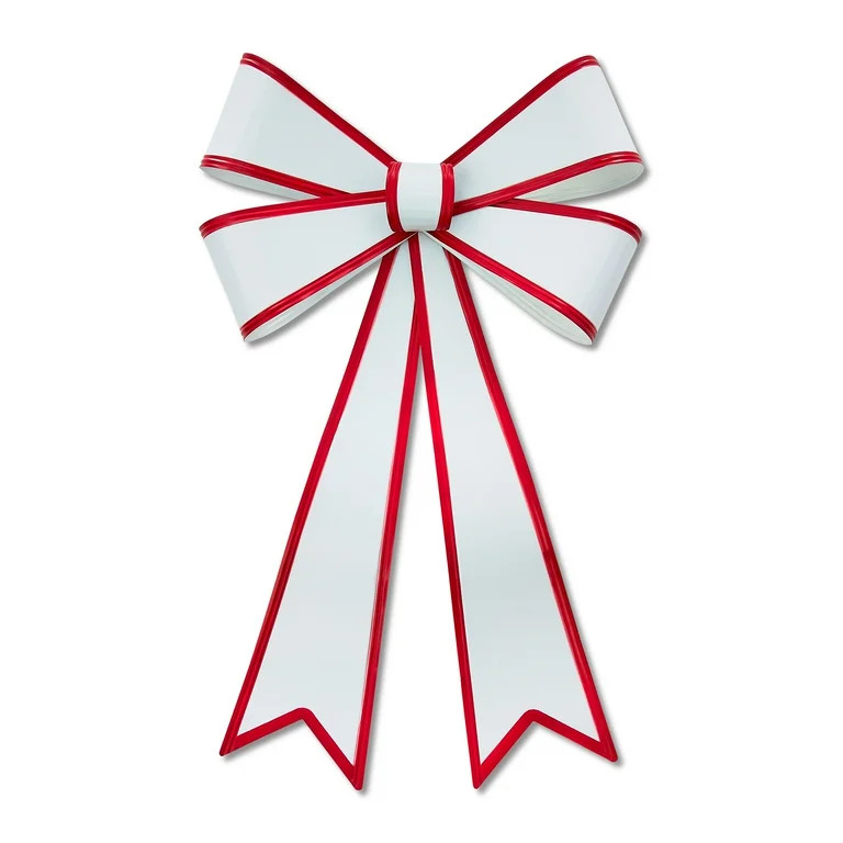 Metal Bow Christmas Decoration, Red and White, 27", by Holiday Time | Walmart (US)