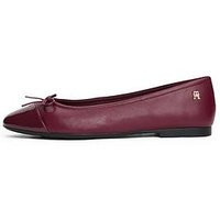 Tommy Hilfiger Patent Toe Cap Leather Ballerina Shoes - Burgundy | Very (UK)