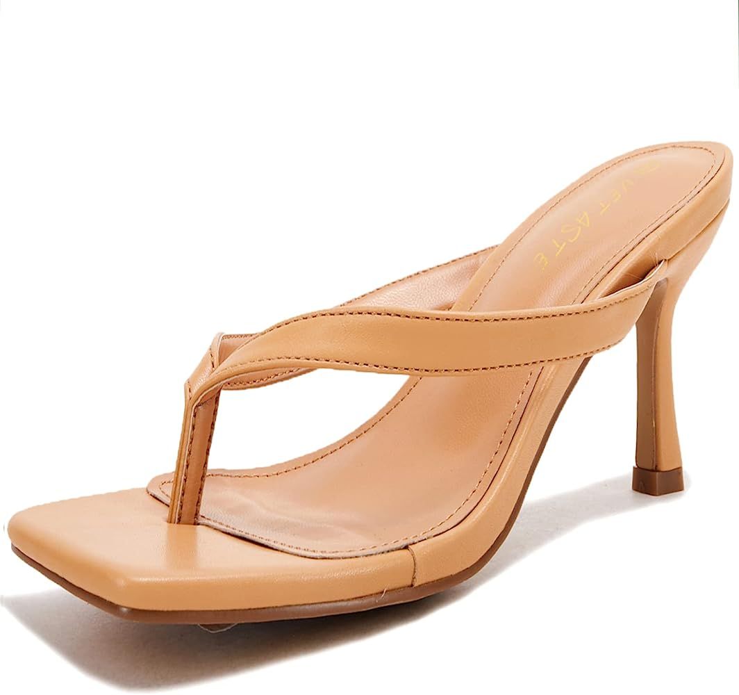 VETASTE Womens Heeled Sandals square toe Mule Stiletto Kitten Heels Party Slippers | Amazon (US)