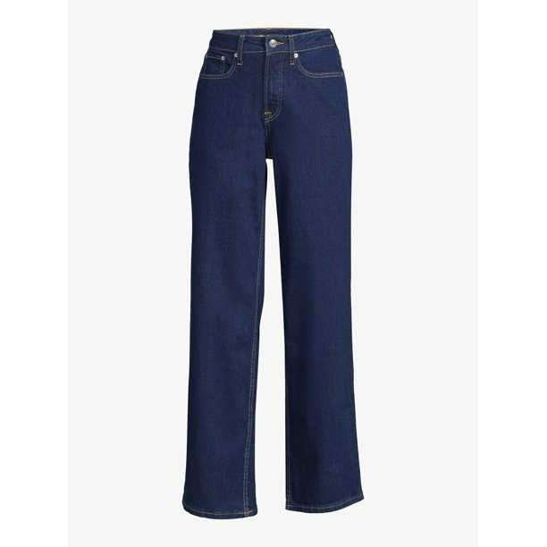 Free Assembly Women's High Rise 70’S Full Wide Leg Straight Jeans - Walmart.com | Walmart (US)
