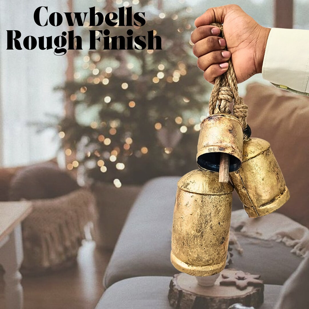 Set of 3 Large Harmony Vintage Cow Bells Handmade Rustic Christmas Hanging Bells on Rope Vintage ... | Etsy (US)