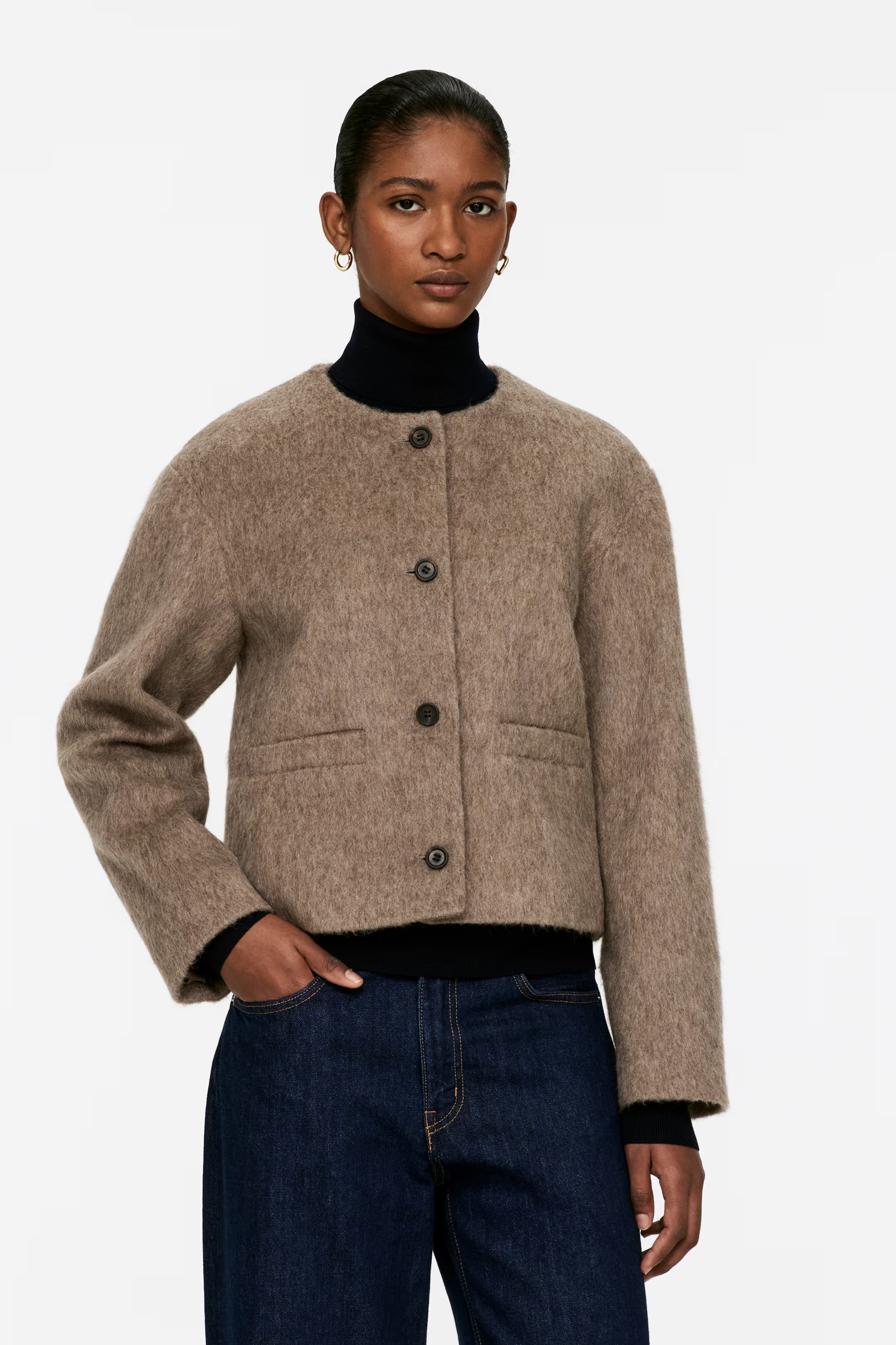 Brushed Wool-Blend Jacket | H&M (UK, MY, IN, SG, PH, TW, HK)
