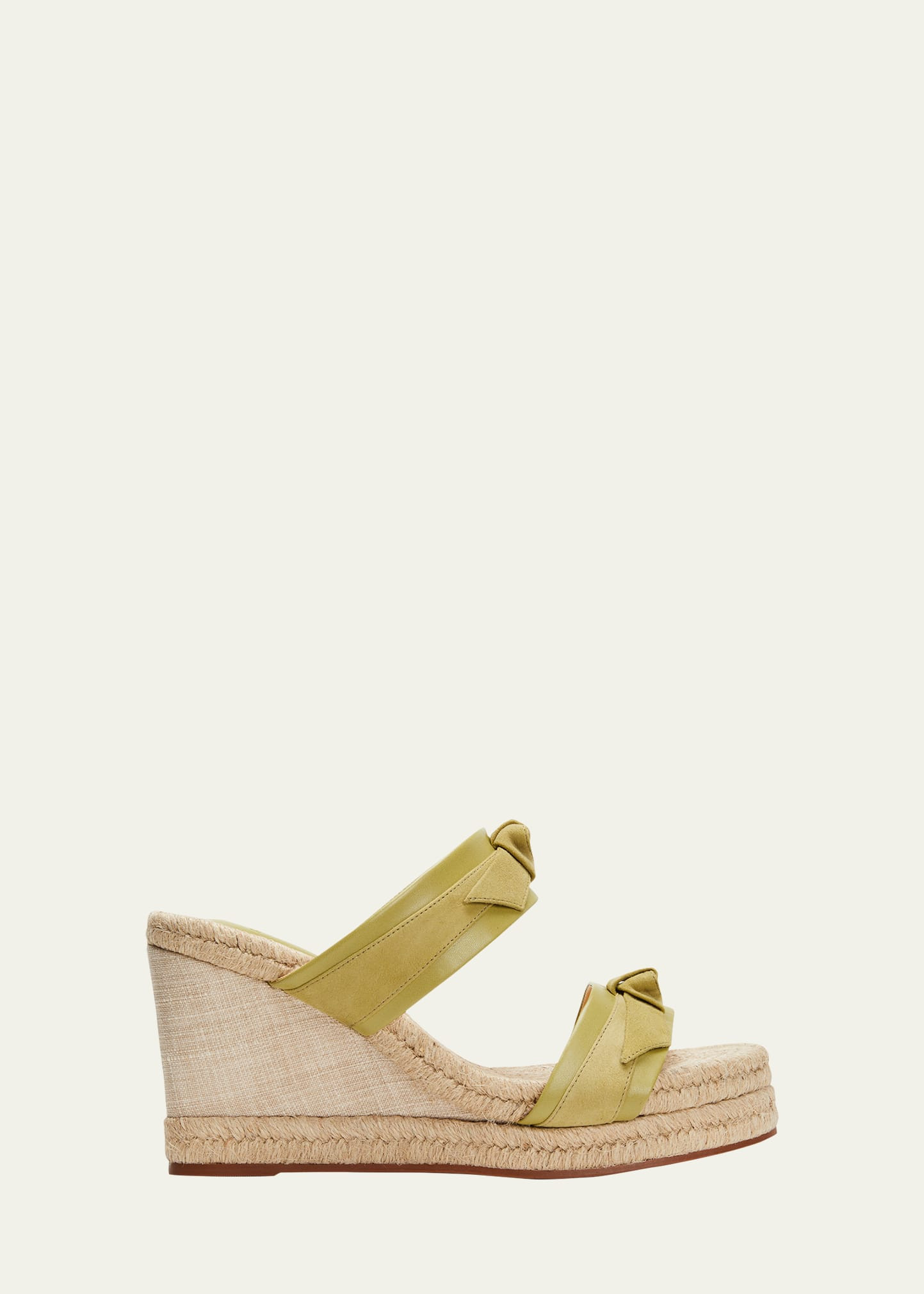 Clarita Leather Dual-Bow Wedge Espadrilles | Bergdorf Goodman