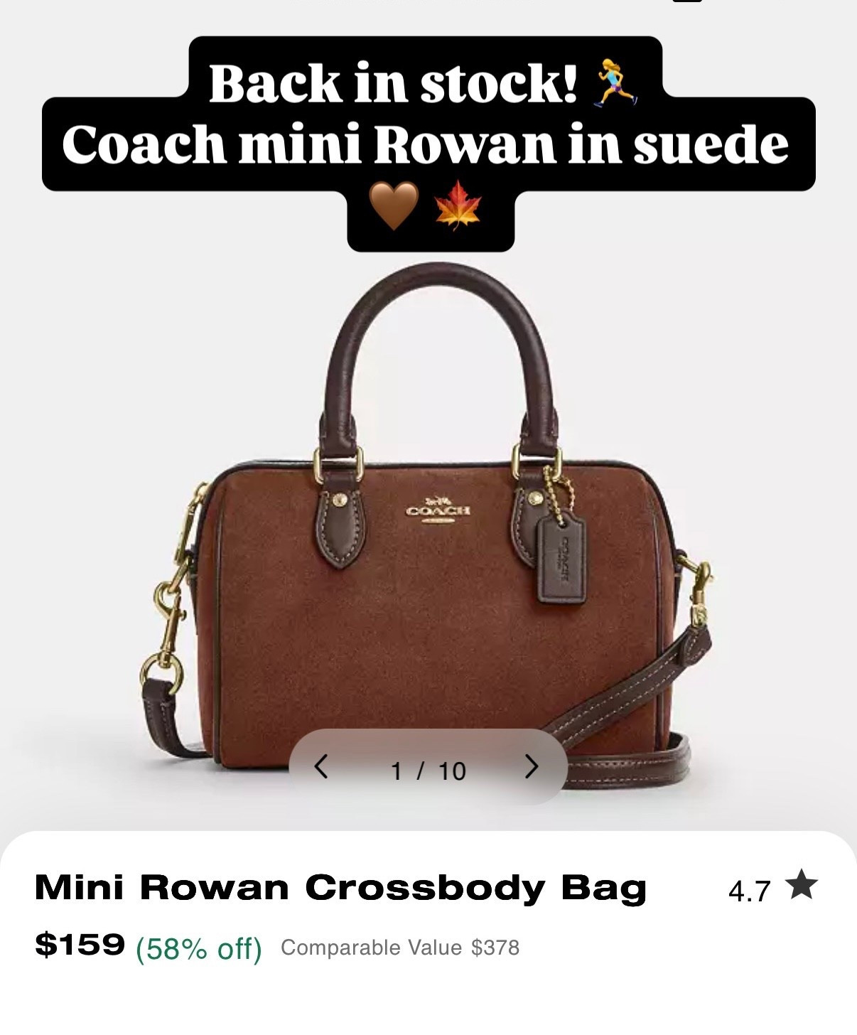 Cutest mini bag for fall! Love the new Coach suede collection at the outlet , hurry and snag this one she’s already sold out once! 🏃‍♀️ 

Coach outlet find , Coach Rowan , fall bag , mini bag , bag for fall , Coach mini Rowan in suede 

#LTKItBag #LTKSaleAlert #LTKSeasonal