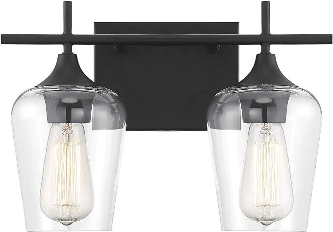 Savoy House 8-4030-2-BK Octave 2-Light Bathroom Vanity Light in a Black Finish with Clear Glass (... | Amazon (US)