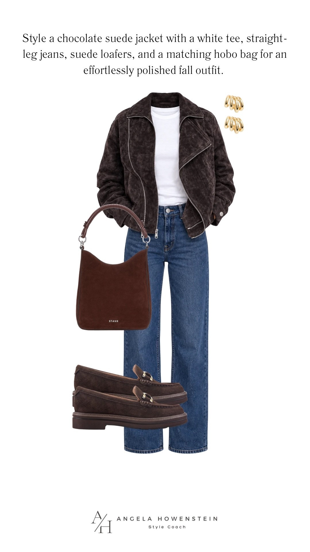 This rich chocolate suede jacket is the perfect layer for fall. Paired with a classic white tee, straight-leg jeans, suede loafers, and a matching hobo bag, it’s an effortlessly polished outfit you’ll reach for on repeat. Perfect for weekends, travel, lunch dates, and everyday wear.

👩‍💻 LTK PRO TIPS
❤️ Heart = Support my posts ;-)
🔖 Save = Get sale & restock alerts for the things you love!
📋 Lists = Keep favorites organized (List ideas: Christmas, Birthdays, and Vacations!)
📲 Share = Send lists and products to a friend (or your daughters like me).
💬 Comment = Ask me anything, and I’ll answer. ;-)

#LTKootd #LTKSeasonal #LTKOver40