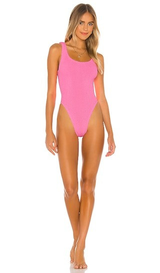 Hunza G Classic Square Neck One Piece in Pink. | Revolve Clothing (Global)