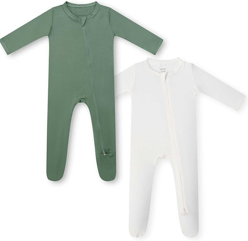 HAPIU Bamboo Baby Footed Pajamas 2 Way Zip Front, Sleep 'N Play Footies, 0-24 Months | Amazon (US)