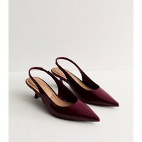 Burgundy Slingback Kitten Heel Court Shoes New Look Vegan | New Look (UK)