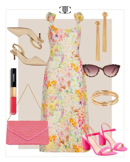 Spring is here and we also know that beautiful weddings are in full bloom. Here are a few different wedding guest options that would be great looks from coastal to desert to garden and everything in between. 

spring dress, wedding guest dress, heels, sunglasses, clutch, earrings, lipstick, floral dress 

#LTKover40 #LTKshoecrush #LTKstyletip