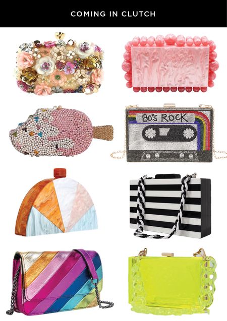 Fun, unique, colorful acrylic clutch - perfect for spring break or wedding outfit. All affordable and found on Amazon. #founditonamazon #clutch #acrylic #wedding #springbreak #resortwear #rhinestone 🙋🏻‍♀️ hands up if you love that mixtape clutch! 

#LTKover40 #LTKfindsunder100 #LTKfindsunder50