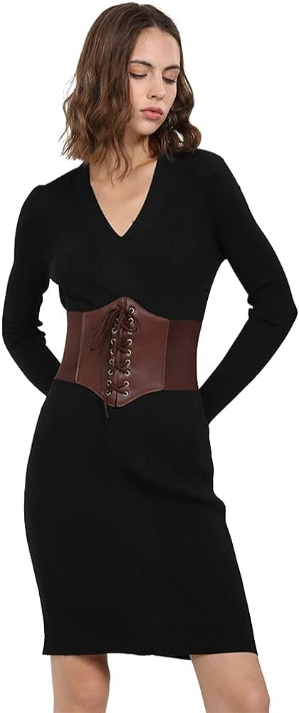 Hoerev Corsets Belt Tops Leather Vest Pirate Halloween Costume Lace Up Waist Belt Bustiers Corset... | Amazon (US)