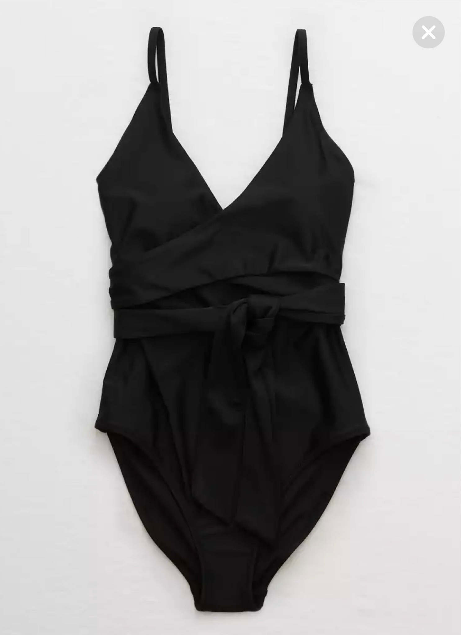 Aerie Wrap One Piece Swimsuit - black 