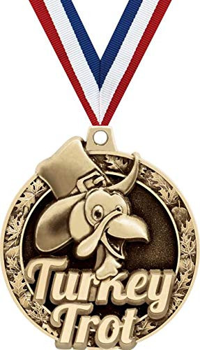 Turkey Trot Medals - 2" Turkey Trot Diecast Thanksgiving Medals Great for First Place Turkey Race... | Amazon (US)