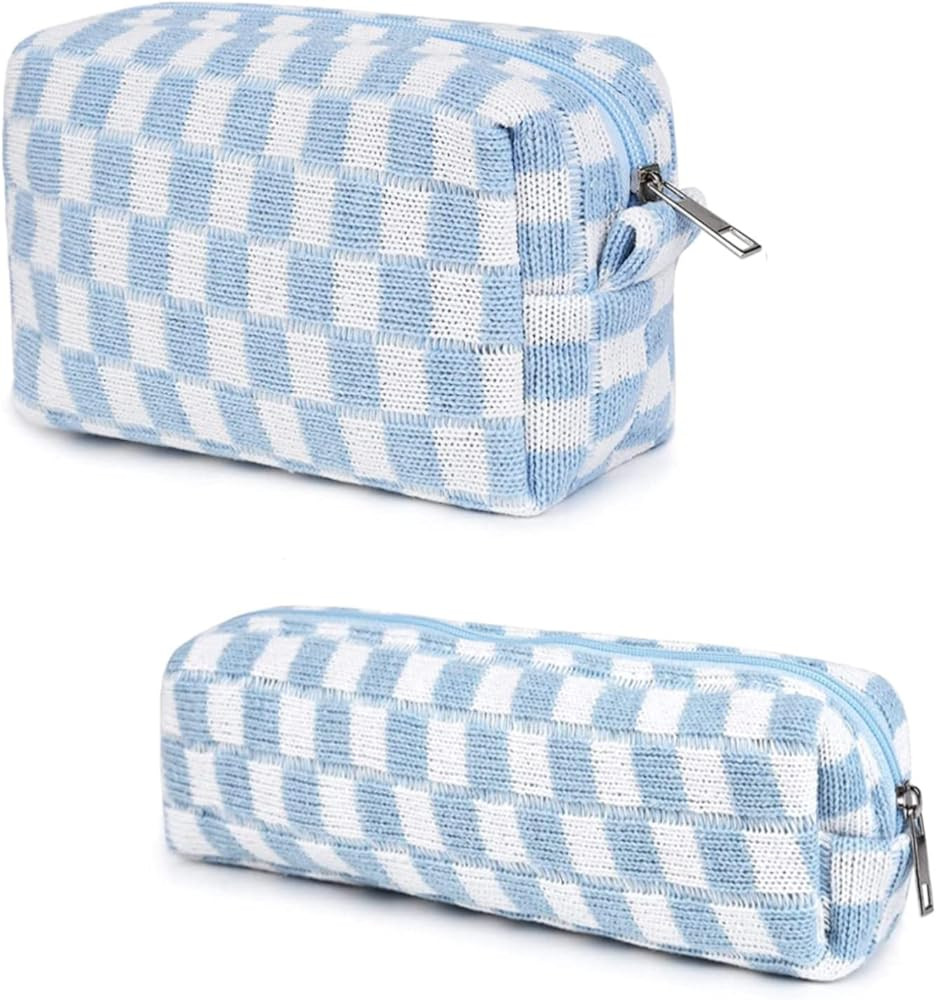 EYNDYN 2pcs Checkered Cosmetic Bag, Plaid Makeup Bag for Women, Y2k Accessories Aesthetic Make Up... | Amazon (US)