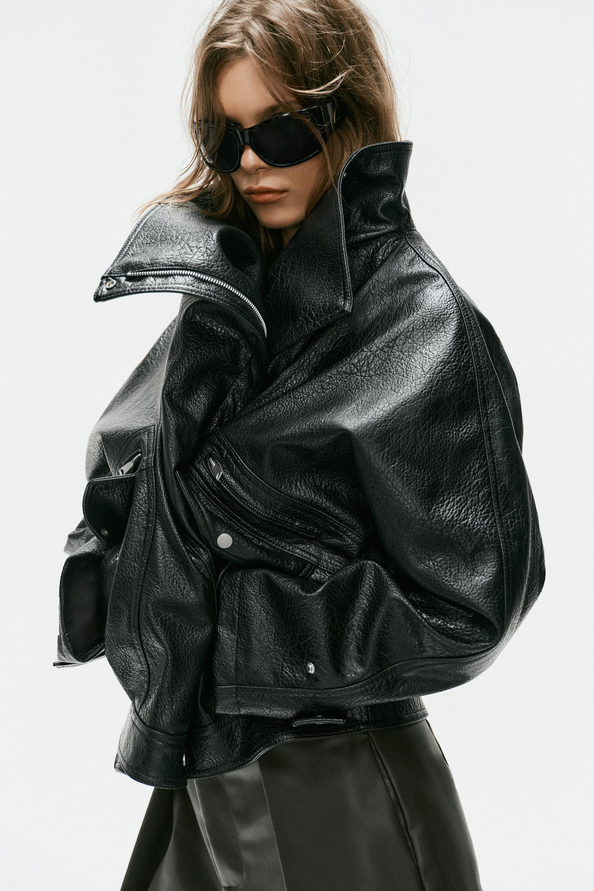 Zara - Faux Leather Biker Jacket - Black - Xs - Woman | Zara US