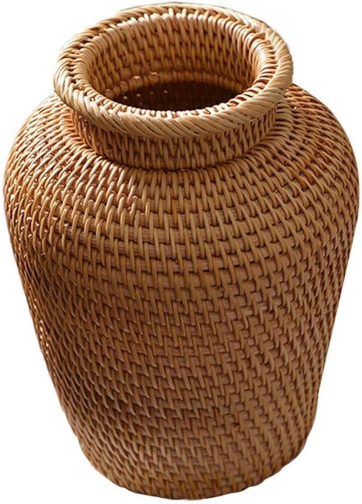 DOITOOL Rattan Woven Vase, Country Rustic Style Seagrass Flower Pot, Farmhouse Decorative Dried F... | Amazon (US)