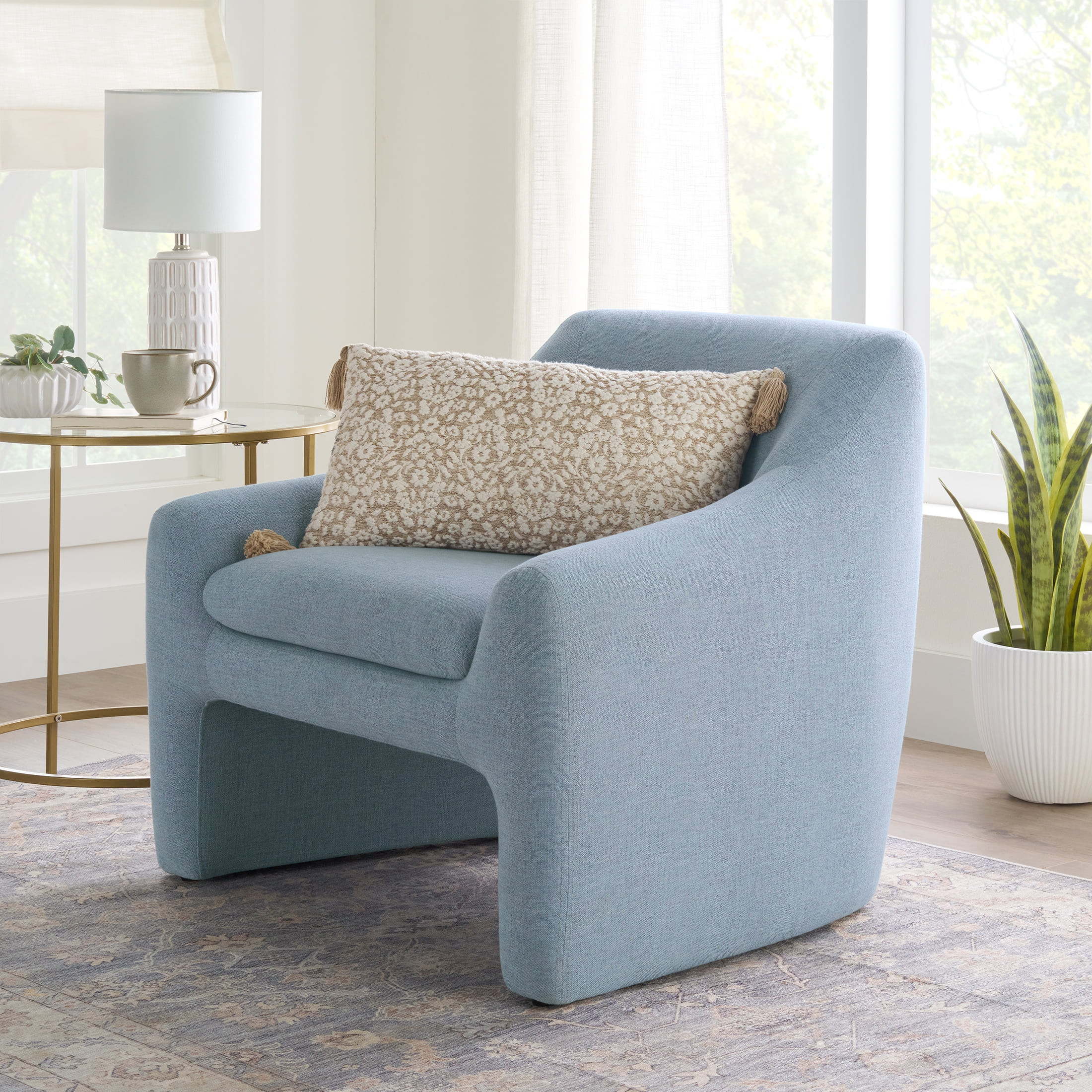 Better Homes & Gardens Emerson Curvy Accent Chair, Soft Blue | Walmart (US)