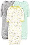 Simple Joys by Carter's Baby 3-Pack Cotton Sleeper Gown, Grey/White, Newborn | Amazon (US)
