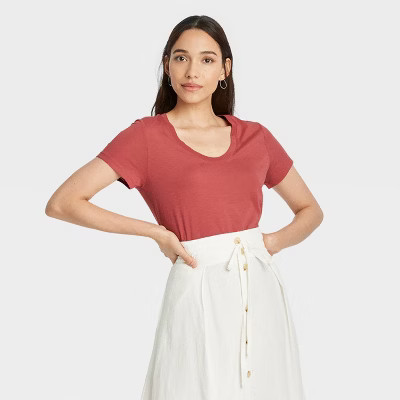Women's Short Sleeve Scoop Neck T-Shirt - A New Day™ | Target