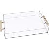 Acrylic Serving Tray with Gold Handle, Clear Food Tray for Coffee Table Kitchen | Amazon (US)